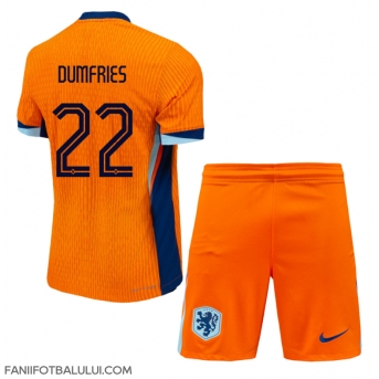 Țările de Jos Denzel Dumfries #22 Echipament de Fotbal Replică European 2024 Copii Acasa (+ Șorturi)